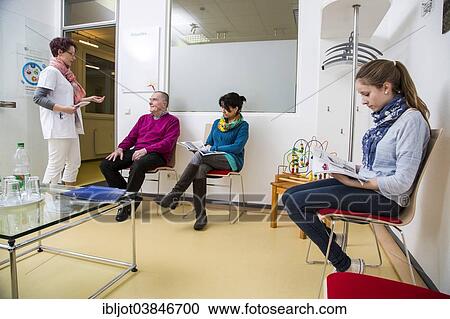 "Medical practice, patients waiting in the waiting room, receptionist, Germany, Europe" View Large Photo Image Stock Image - "Medical practice, patients waiting in the waiting room, receptionist, Germany, Europe". Fotosearch