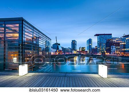 Stock Image - "Medienhafen, media harbour, Dusseldorf, Rhineland, North Rhine-Westphalia, Germany, Europe". Fotosearch