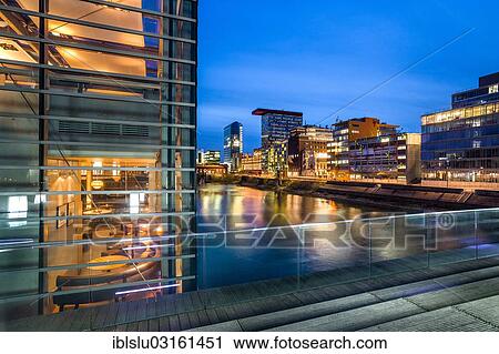Stock Image - "Medienhafen, media harbour, Dusseldorf, Rhineland, North Rhine-Westphalia, Germany, Europe". Fotosearch