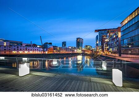 Stock Image - "Medienhafen, media harbour, Dusseldorf, Rhineland, North Rhine-Westphalia, Germany, Europe". Fotosearch