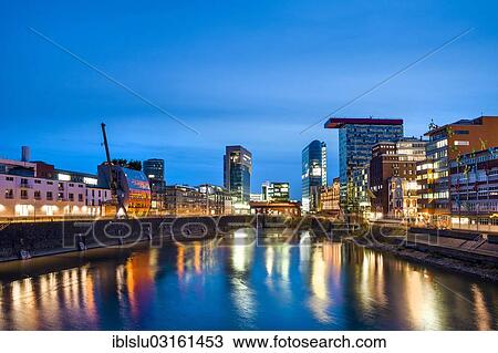 Stock Image - "Medienhafen, media harbour, Dusseldorf, Rhineland, North Rhine-Westphalia, Germany, Europe". Fotosearch