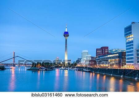 Stock Image - "Medienhafen, media harbour, Dusseldorf, Rhineland, North Rhine-Westphalia, Germany, Europe". Fotosearch