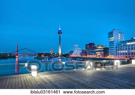 Stock Image - "Medienhafen, media harbour, Dusseldorf, Rhineland, North Rhine-Westphalia, Germany, Europe". Fotosearch