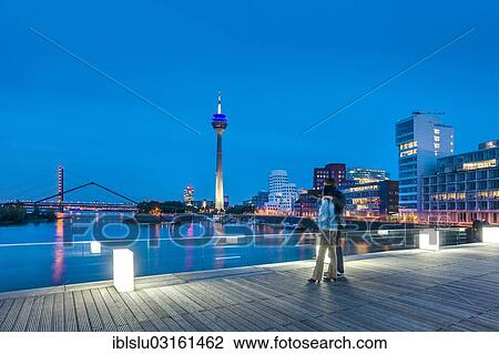 Stock Image - "Medienhafen, media harbour, Dusseldorf, Rhineland, North Rhine-Westphalia, Germany, Europe". Fotosearch