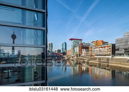 Stock Photo - "Medienhafen, media harbour, Dusseldorf, Rhineland, North Rhine-Westphalia, Germany, Europe". Fotosearch