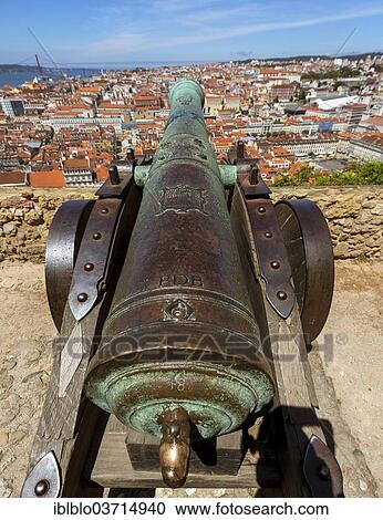 "Medieval cannon, view from Castelo de Sao Jorge castle over the historic city centre of Lisbon, historic center, Lisbon, Lisbon District, Portugal, Europe" View Large Photo Image Stock Image - "Medieval cannon, view from Castelo de Sao Jorge castle over the historic city centre of Lisbon, historic center, Lisbon, Lisbon District, Portugal, Europe". Fotosearch