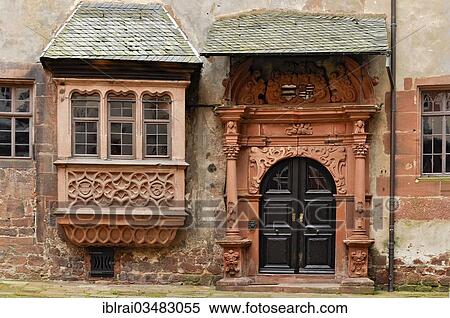 "Medieval entrance porch, bay window, inner courtyard, former Hohenstaufen moated castle, 12th century castle and residence of Ysenburg, Budingen, Hesse, Germany, Europe" View Large Photo Image Stock Photography - "Medieval entrance porch, bay window, inner courtyard, former Hohenstaufen moated castle, 12th century castle and residence of Ysenburg, Budingen, Hesse, Germany, Europe". Fotosearch