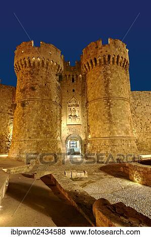"Medieval fortified gates of Rhodes city, Rhodes Island, Greece, Europe" View Large Photo Image Stock Photo - "Medieval fortified gates of Rhodes city, Rhodes Island, Greece, Europe". Fotosearch