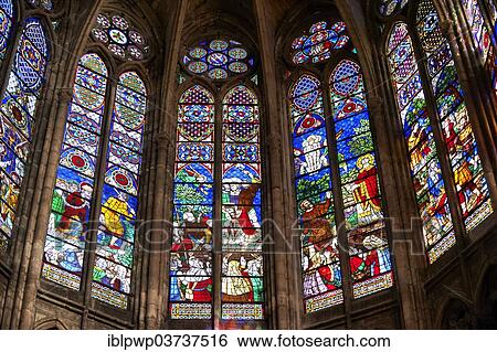 "Medieval Gothic stained glass window showing scenes from the Martyrdom of Saint Denis, Cathedral Basilica of Saint Denis, Basilique Saint-Denis, Paris, Ile-de-France, France, Europe" View Large Photo Image Stock Photograph - "Medieval Gothic stained glass window showing scenes from the Martyrdom of Saint Denis, Cathedral Basilica of Saint Denis, Basilique Saint-Denis, Paris, Ile-de-France, France, Europe". Fotosearch