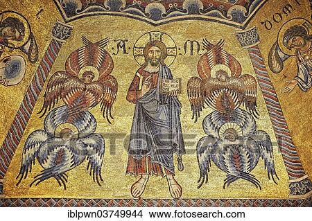 "Medieval mosaics on the ceiling of the Baptistry of Florence Cathedral, showing Christ Pantocrator, Florence, Tuscany, Italy, Europe" View Large Photo Image Picture - "Medieval mosaics on the ceiling of the Baptistry of Florence Cathedral, showing Christ Pantocrator, Florence, Tuscany, Italy, Europe". Fotosearch