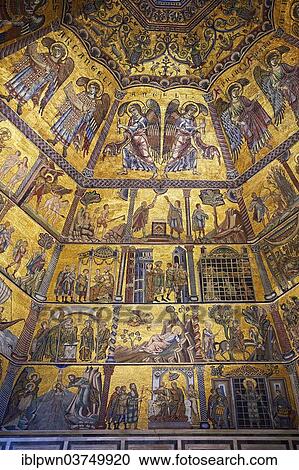 Medieval Mosaics On The Ceiling Of The Baptistry Of Florence Cathedral Florence Tuscany Italy Europe Stock Image