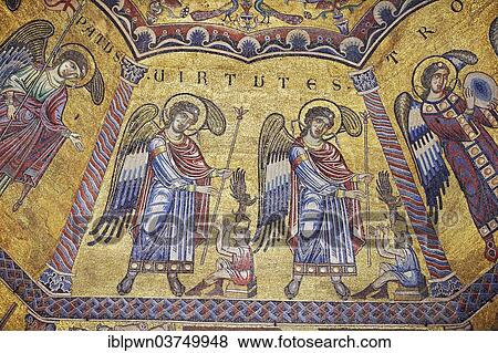 Stock Photo - "Medieval mosaics on the ceiling of the Baptistry of Florence Cathedral, Florence, Tuscany, Italy, Europe". Fotosearch
