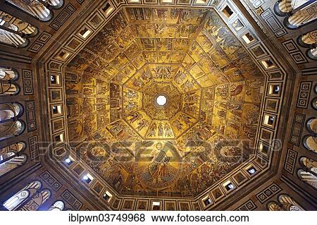 Medieval Mosaics On The Ceiling Of The Baptistry Of Florence