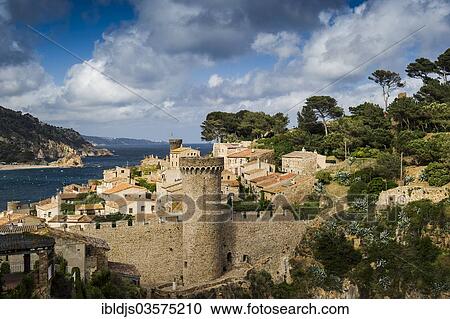 "Medieval old town with bay on the sea, Tossa de Mar, Costa Brava, Catalonia, Spain, Europe" View Large Photo Image Stock Image - "Medieval old town with bay on the sea, Tossa de Mar, Costa Brava, Catalonia, Spain, Europe". Fotosearch