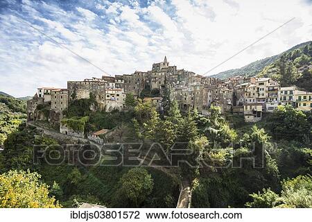 Stock Image - "Medieval village, Ceriana, Imperia Province, Liguria, Italy, Europe". Fotosearch