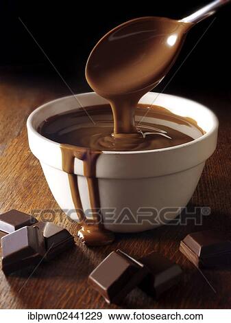 Melted chocolate being stirred in a bowl View Large Photo Image Stock Photo - Melted chocolate being stirred in a bowl. Fotosearch