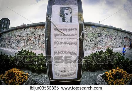 Stock Photography - "Memorial for Peter Fechter, western side of the Berlin Wall, April 1990, Berlin, Berlin, Germany, Europe". Fotosearch
