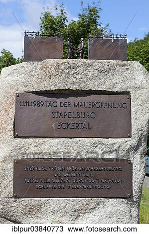"Memorial to the """"Tag der Maueroffnung"""", the day of the opening of the inner German border, on 11. 11. 1989 between Stapelburg and Eckertal, former inner German border, Saxony-Anhalt, Germany, Europe" View Large Photo Image Stock Image - "Memorial to the """"Tag der Maueroffnung"""", the day of the opening of the inner German border, on 11. 11. 1989 between Stapelburg and Eckertal, former inner German border, Saxony-Anhalt, Germany, Europe". Fotosearch