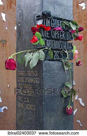 "Memorial to the victims of the bomb attack of 26th September 1980 at the main entrance of the Wies'n, Oktoberfest, Munich, Upper Bavaria, Bavaria, Germany, Europe" View Large Photo Image Stock Photo - "Memorial to the victims of the bomb attack of 26th September 1980 at the main entrance of the Wies'n, Oktoberfest, Munich, Upper Bavaria, Bavaria, Germany, Europe". Fotosearch