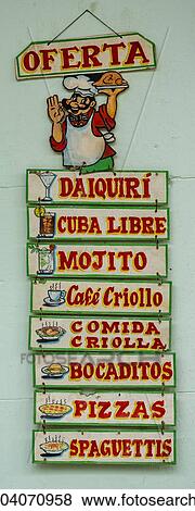 "Menu card at a restaurant, Vinales, Pinar del Rio Province, Cuba, North America" View Large Photo Image Stock Photo - "Menu card at a restaurant, Vinales, Pinar del Rio Province, Cuba, North America". Fotosearch