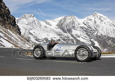 Stock Image - "Mercedes Benz Silver Arrow W 125, built in 1934, International Grossglockner Grand Prix 2012, classic car mountain rally, Grossglockner High Alpine Road, Grossglockner, Tyrol, Austria, Europe". Fotosearch