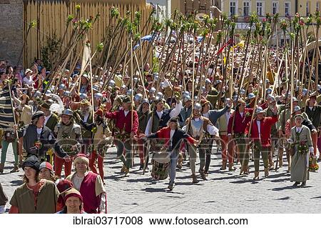"Mercenaries with lances, wedding procession of the """"Landshut Wedding"""", historic center, Landshut, Lower Bavaria, Bavaria, Germany, Europe" View Large Photo Image Stock Photo - "Mercenaries with lances, wedding procession of the """"Landshut Wedding"""", historic center, Landshut, Lower Bavaria, Bavaria, Germany, Europe". Fotosearch