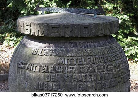Stock Image - "Meridian stone on the 15th Longitude, Gorlitz, Saxony, Germany, Europe". Fotosearch