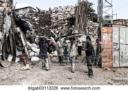 Stock Photograph - "Metals trade, market street scene, Mercato of Addis Ababa, Addis Ababa, Oromia Region, Ethiopia, Africa". Fotosearch