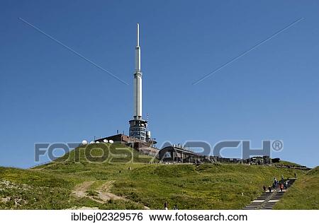 Stock Photograph - Meterological observatory on summit of Puy de Dome. Park regional of Auvergne volcanoes. France. Fotosearch