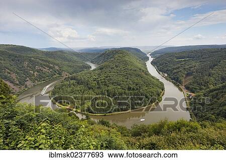 "Mettlach loop of the Saar river as seen from Cloef viewpoint, Orscholz district, Mettlach, Saarland, Germany, Europe" View Large Photo Image Stock Image - "Mettlach loop of the Saar river as seen from Cloef viewpoint, Orscholz district, Mettlach, Saarland, Germany, Europe". Fotosearch