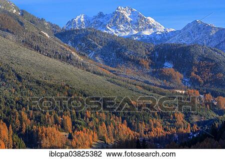 Stock Image - "Mieminger Mountains in autumn, Holzleiten, Tyrol, Austria, Europe". Fotosearch