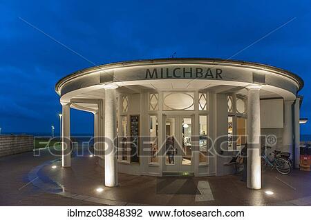 Stock Image - "Milchbar, milk bar, at dusk, Norderney, East Frisia, Lower Saxony, Germany, Europe". Fotosearch