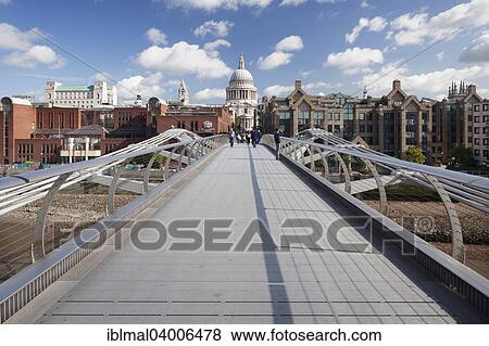 "Millennium Bridge and St Paul's Cathedral, London, England, United Kingdom, Europe" View Large Photo Image Stock Photo - "Millennium Bridge and St Paul's Cathedral, London, England, United Kingdom, Europe". Fotosearch