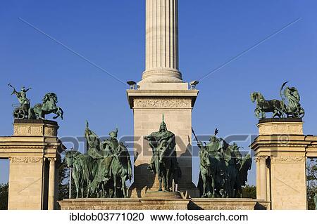 "Millennium Monument with equestrian statue of Prince Arpad, Heroes' Square, Budapest, Hungary, Europe" View Large Photo Image Stock Image - "Millennium Monument with equestrian statue of Prince Arpad, Heroes' Square, Budapest, Hungary, Europe". Fotosearch