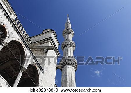 "Minaret of the Sultan Ahmed Mosque, Sultanahmet Camii or Blue Mosque, Sultanahmet, historic centre, UNESCO World Heritage Site, Istanbul, Turkey, Europe, Asia" View Large Photo Image Stock Photo - "Minaret of the Sultan Ahmed Mosque, Sultanahmet Camii or Blue Mosque, Sultanahmet, historic centre, UNESCO World Heritage Site, Istanbul, Turkey, Europe, Asia". Fotosearch