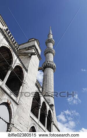 "Minaret of the Sultan Ahmed Mosque, Sultanahmet Camii or Blue Mosque, Sultanahmet, old town, UNESCO World Heritage Site, Istanbul, Turkey, Europe, Asia" View Large Photo Image Stock Photography - "Minaret of the Sultan Ahmed Mosque, Sultanahmet Camii or Blue Mosque, Sultanahmet, old town, UNESCO World Heritage Site, Istanbul, Turkey, Europe, Asia". Fotosearch