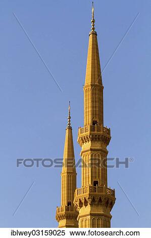 "Minarets of the Mohammed al-Amin Mosque, Beirut, Lebanon, Asia" View Large Photo Image Stock Photography - "Minarets of the Mohammed al-Amin Mosque, Beirut, Lebanon, Asia". Fotosearch