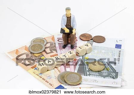"Miniature figure of a worker, Euro banknotes, letter cubes forming the word """"Hartz IV"""" German income support subsidy, symbolic image for Hartz IV payments" View Large Photo Image Stock Image - "Miniature figure of a worker, Euro banknotes, letter cubes forming the word """"Hartz IV"""" German income support subsidy, symbolic image for Hartz IV payments". Fotosearch