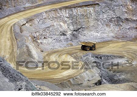 Stock Image - "Mining, rock is being removed by a truck, Yanacocha Gold Mine, Cajamarca, Cajamarca region, Peru, South America". Fotosearch