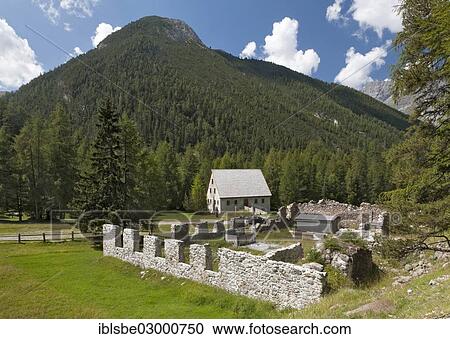 "Mining ruins, stamp mill near S-charl, Scuol, S-charl valley, Engadine Dolomites, S-Charl, Engadin, Unterengadin, Canton of Graubunden, Switzerland, Europe" View Large Photo Image Stock Image - "Mining ruins, stamp mill near S-charl, Scuol, S-charl valley, Engadine Dolomites, S-Charl, Engadin, Unterengadin, Canton of Graubunden, Switzerland, Europe". Fotosearch