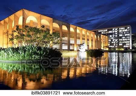 "Ministry of Foreign Affairs, Palacio Itamaraty at dusk, blue hour, by architect Oscar Niemeyer, Brasilia, Federal District, Distrito Federal do Brasil, Brazil, South America" View Large Photo Image Stock Image - "Ministry of Foreign Affairs, Palacio Itamaraty at dusk, blue hour, by architect Oscar Niemeyer, Brasilia, Federal District, Distrito Federal do Brasil, Brazil, South America". Fotosearch