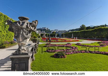 Stock Image - "Mirabell Gardens at Mirabell Palace, Salzburg, Austria, Europe". Fotosearch