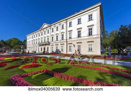 Stock Photo - "Mirabell Palace and Mirabell Gardens with Pegasus Fountain, Salzburg, Austria, Europe". Fotosearch