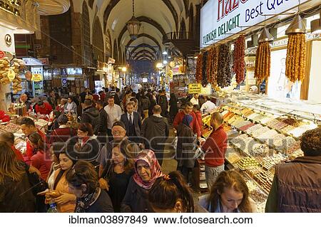 "Misir Carsisi, Egyptian Bazaar or Spice Bazaar, Eminonu, Istanbul, European side, Turkey, Asia" View Large Photo Image Stock Photo - "Misir Carsisi, Egyptian Bazaar or Spice Bazaar, Eminonu, Istanbul, European side, Turkey, Asia". Fotosearch