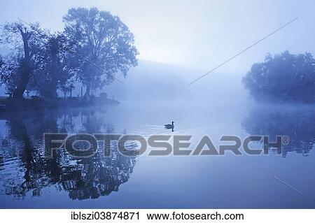 Stock Image - "Mist at the Ruhr, Witten, Ruhr district, North Rhine-Westphalia, Germany, Europe". Fotosearch