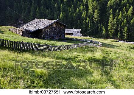 Stock Image - "Mitterkaser Alm mountain pasture, South Tyrol province, Trentino-Alto Adige, Italy, Europe". Fotosearch