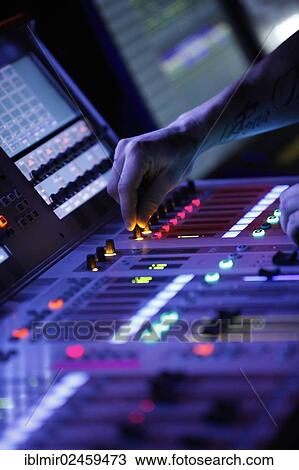 Stock Image - "Mixing console, Bavarian Radio Orchestra Studios, Munich, Bavaria, Germany, Europe". Fotosearch