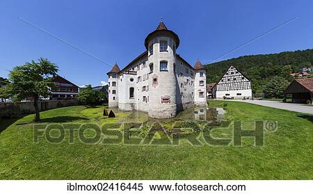 Stock Photography - Moated Castle of Glatt, Glatt, Black Forest, Baden-Wuerttemberg, Germany, Europe, PublicGround, Europe. Fotosearch