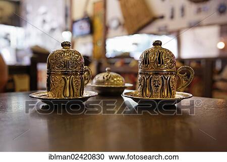 Mocha, Turkish coffee in traditional golden cups, Old City Sultanahmet, Istanbul, Turkey, Europe, Asia View Large Photo Image Stock Image - Mocha, Turkish coffee in traditional golden cups, Old City Sultanahmet, Istanbul, Turkey, Europe, Asia. Fotosearch