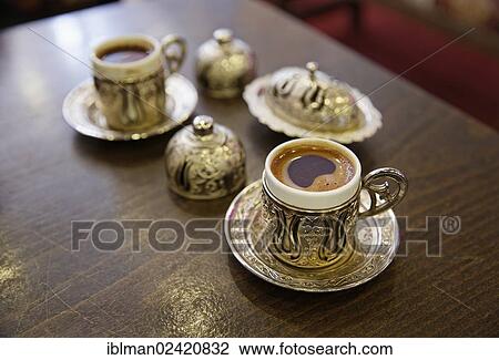 Mocha, Turkish coffee in traditional golden cups, Old City Sultanahmet, Istanbul, Turkey, Europe, Asia View Large Photo Image Stock Image - Mocha, Turkish coffee in traditional golden cups, Old City Sultanahmet, Istanbul, Turkey, Europe, Asia. Fotosearch